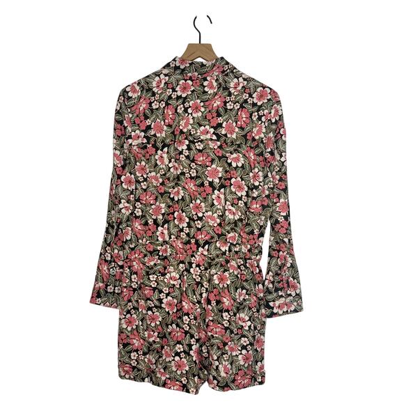 NEW Outerknown Romper Jumpsuit Size M Pink Floral Linen Organic Cotton Shortall - Picture 4 of 16